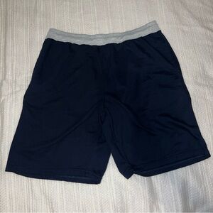 Essentials Dark Blue Athletic Shorts with Gray Waistband